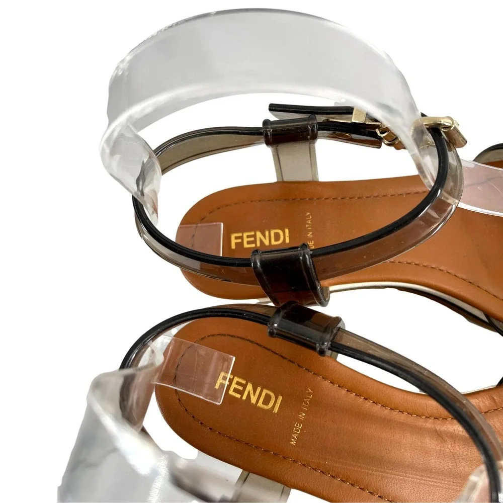 Fendi Black White & Tan Flat Platform Sandal European Size 37 EUCEUC - Picture 7 of 12